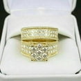 thumbnail image 2 of Hitanshu Jewels Round Cut Cubic Zirconia Unisex Trio Set Wedding Ring 14K Yellow Gold Plated, 2 of 3