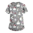 thumbnail image 3 of HaHaHappy Christmas Scrubs Women Plus Size V Neck Cute Snowman Print Scrub Tops Ugly Short Sleeve Dressy Scrub Shirts Medical Uniform Nurse Nursing Workwear with Pocket Light Gray 5XL, 3 of 4