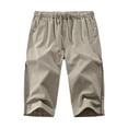 thumbnail image 1 of Innerwin Capri Pants Elastic Waist Men Yoga Pant Beach Solid Color Lightweight Capris Apricot L, 1 of 2