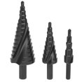 thumbnail image 1 of Juego de brocas escalonadas de 3 piezas de acero de alta velocidad con 3 tipos de especificaciones para perforar agujeros, 1 of 1