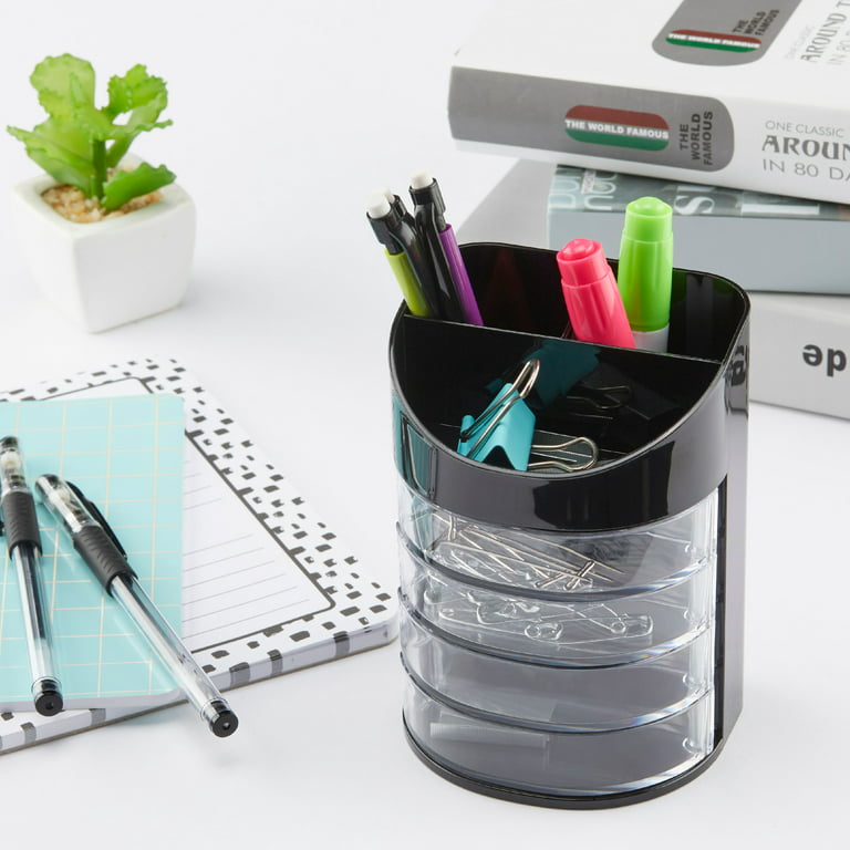 Pen + Gear Supply Organizer, Black/Clear, 7 Compartments, Plastic