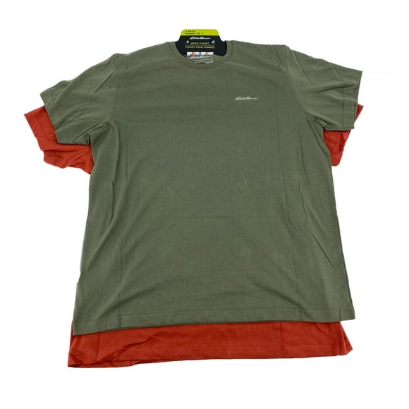 Eddie Bauer Men’s T-shirt 2 pack | US Size Large | One Monogramed Tee | Tee One Graphic Tee | Green & Rust