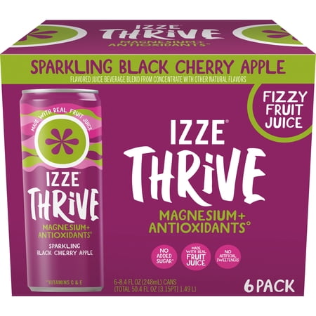 IZZE Thrive Black Cherry Apple with Magnesium 6-pack, 8.4 oz cans