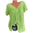 thumbnail image 2 of NominalSnug Women Plus Size Tops Short Sleeve V-Neck Print Pullover Blouses, 2 of 7