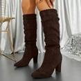 thumbnail image 2 of YLYL Suede Knee High Boots for Women Slouchy Chunky High Heel Pointed Toe Pull on Fashion Riding Long Boots, 2 of 9