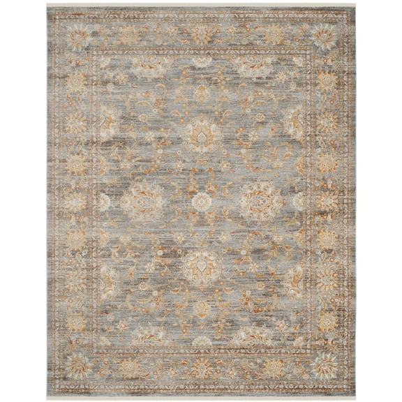 SAFAVIEH Vintage Persian Maggie Distressed Polyester Area Rug, Light Brown/Multi, 6' x 9'