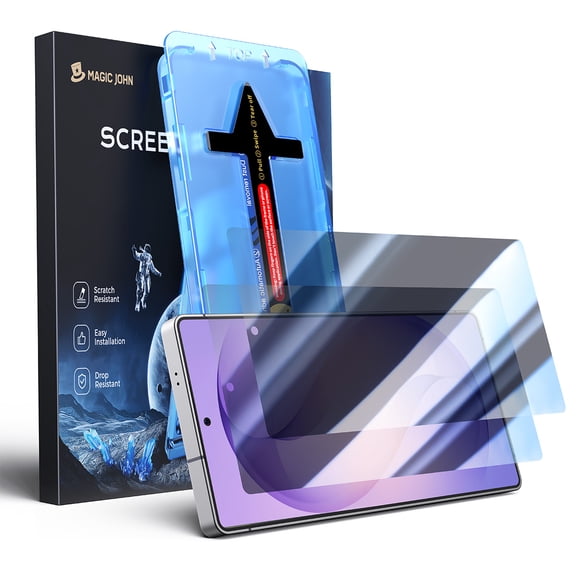 MAGIC JOHN 2 Pack Privacy Screen Protector for Samsung Galaxy S26 Corning Tempered Glass Private Screen Saver Ease of Installation