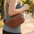thumbnail image 5 of Leather Fanny Pack for Men & Women, Multi-Pockets Waist Belt Bag for Travel, Sports, Hiking, Cycling, Running, 2 Pack, 5 of 9