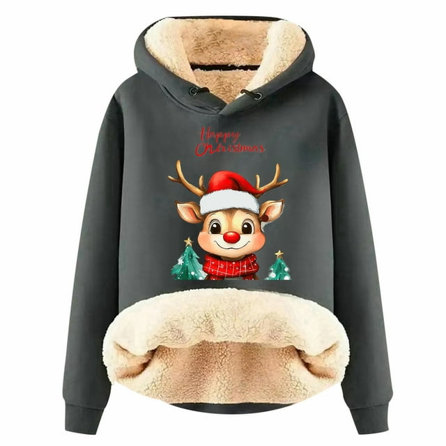 QHFBli Chandail à Capuche de Noël pour Femmes, Chandail-Over Chaud et Confortable à Manches Longues