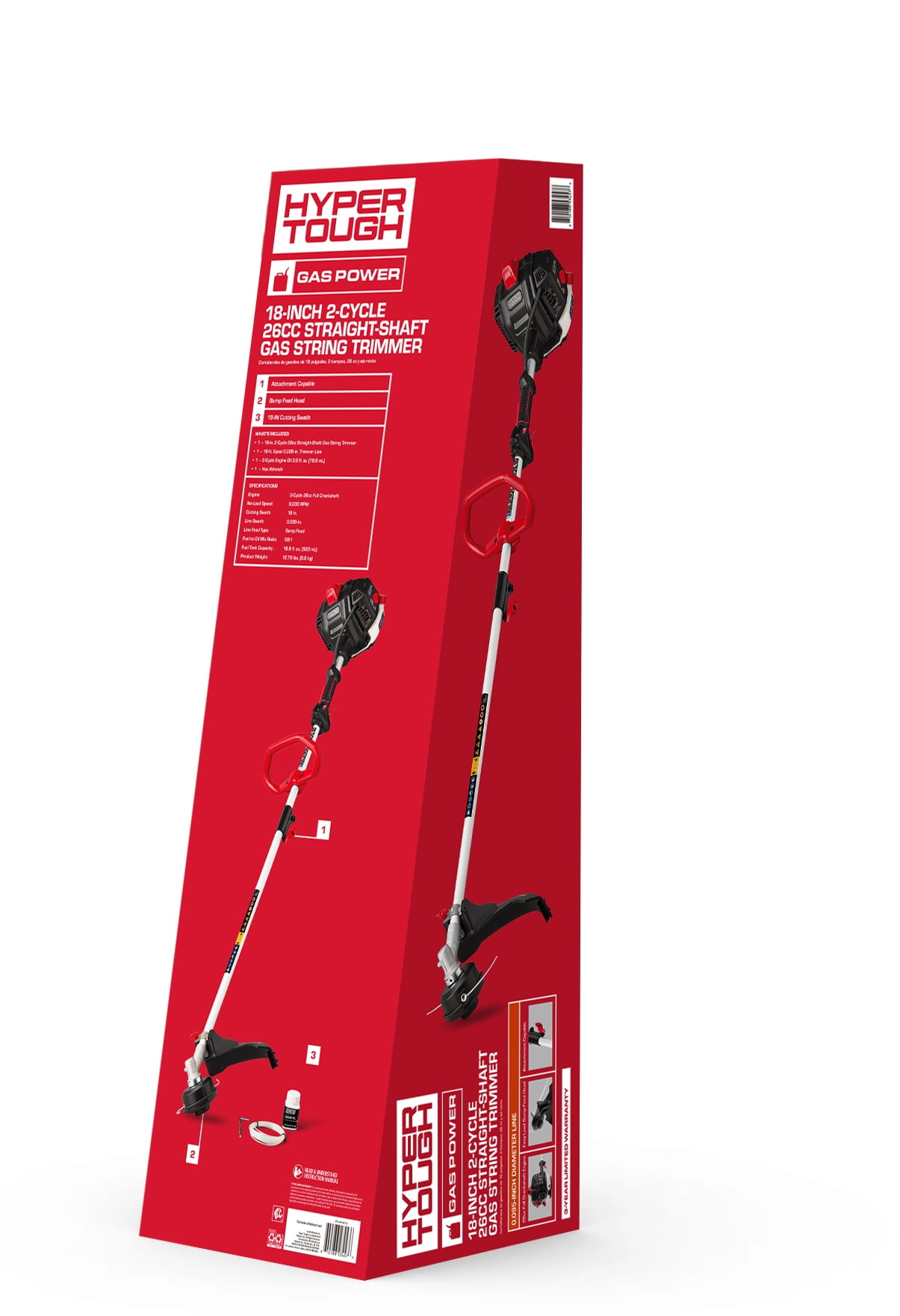 Free Shipping! Hyper Tough Gas Powered 2 Cycle 26cc 18-Inch