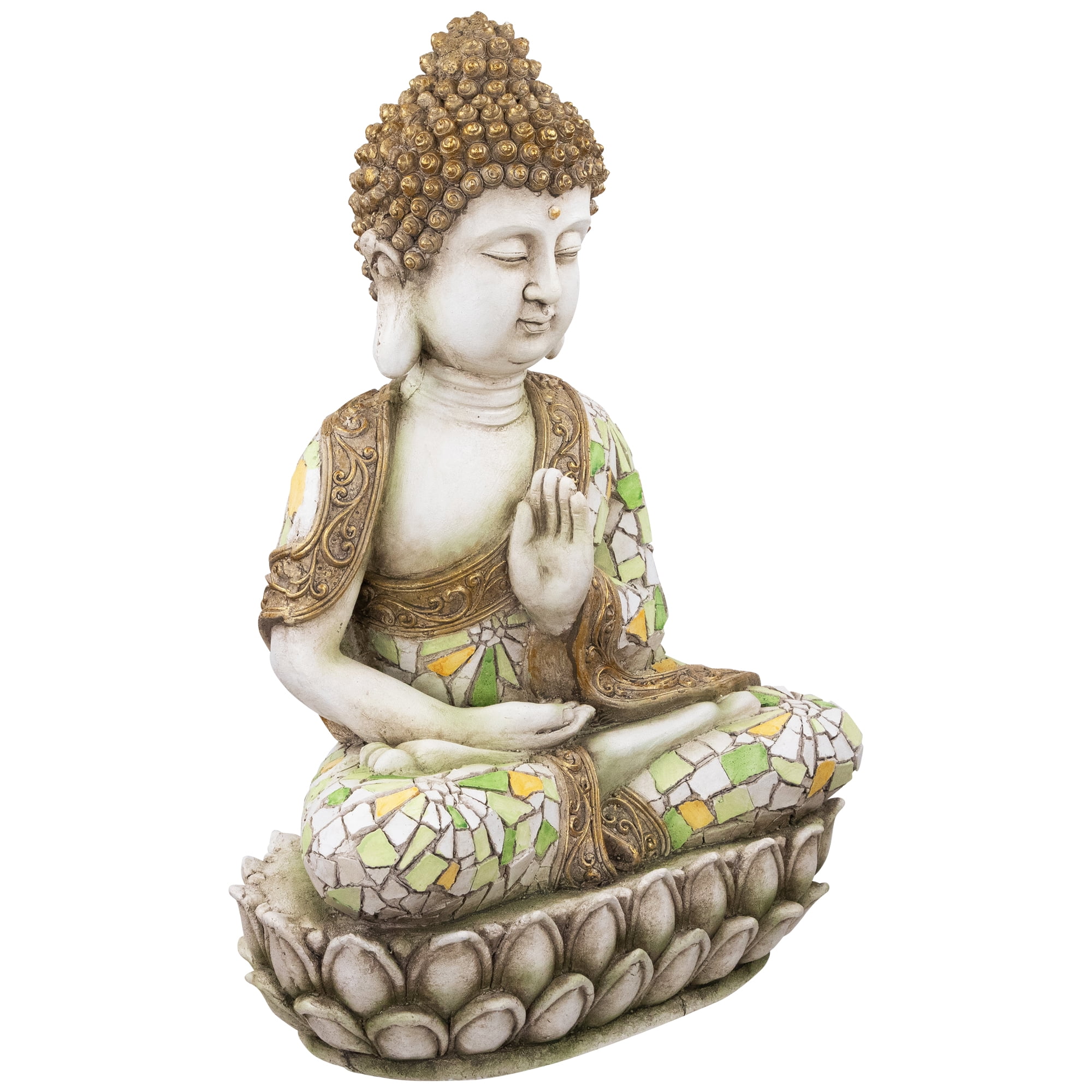Northlight Meditating Mosaic Buddha Outdoor Ceramic Garden Statue - 19.5"