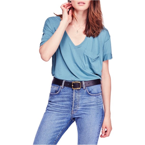 Free People - Camiseta básica Ronnie para mujer, verde, mediana Free People Camiseta básica