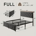 thumbnail image 3 of Honfach Full Bed Frame with 2 Storage Drawers, Linen Upholstered Headboard Platform Bed with Charging Station, No Box Spring Needed, Noise-Free, Easy Assembly, Grey, 3 of 9