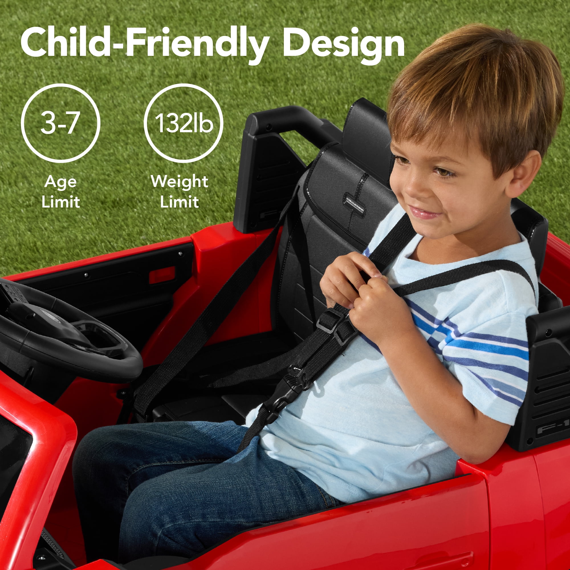Best Choice Products Kids 24V Ride On Truck Officially Licensed Ford Lightning w/ Remote, LED Lights, 2 Speeds - Red