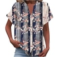 thumbnail image 2 of Deals of The Day Clearance Miqool Women's Button Down Shirts Boho Floral Print Short Sleeve Collared T-Shirts Summer Beach Bohemian Tops Dressy Casual Tunic Blouses, 2 of 5