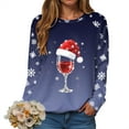 thumbnail image 5 of Gubotare Christmas Sweatshirt Women Xmas Graphic Pullover Sweatshirt Crewneck Long Sleeve oversised Tee Tops Merry Sweatshirt (Blue,M), 5 of 9