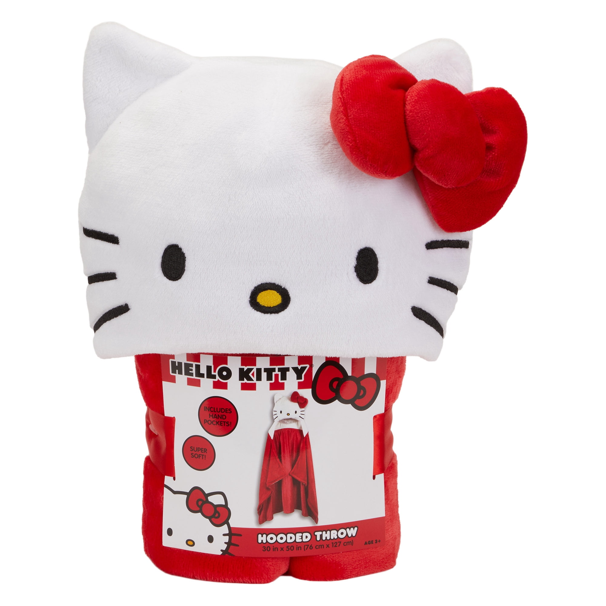 Hello Kitty Kids Hooded Throw, Wearable Plush, Red