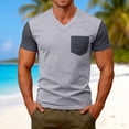 thumbnail image 2 of LIIPEE Mens T-Shirts Father'S Day Gifts Summer Casual Color Block V-Neck Set-In Short Sleeve Pullover Male Regular Fashion Comfortable Breathable Soft Daily Versatile Tee Tops With A Pocket,XXXL, 2 of 8