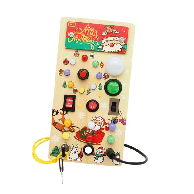 Tablero de Navidad ocupado, interruptores LED, actividades de aprendizaje, ayuda para enseñanza, juguete Montessori para cumpleaños, Navidad, niños y