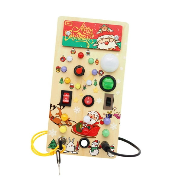 Tablero de Navidad ocupado, interruptores LED, actividades de aprendizaje, ayuda para enseñanza, juguete Montessori para cumpleaños, Navidad, niños y