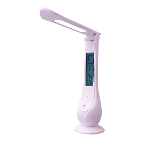 Foldable Calendar Lamp Portable Intelligent LED Eye-Caring Table Lamp with Touch Control 3 Light Brightness Changing Power Calendar Thermometer Time Alarm Clock Function for Office Home Bedroom