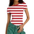 thumbnail image 1 of Xuyuer Print Fitted Pencil Top - Women's Casual Unstructured Round Neck Short Sleeve Shirt Matching Set for Office Chic Ensembles, Dinner Date Nights & Modern Separates Wardrobe Styling, 1 of 5
