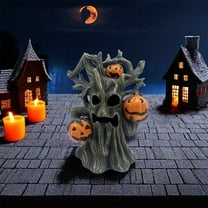 CARRFA Halloween Resin Spooky Pumpkin Ghost Figurine, Halloween & Christmas Spooky Tree for Fall Tiered Tray Decor