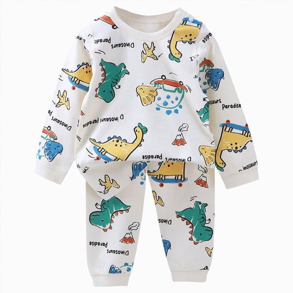 YDFCWX Toddler Boy Long Sleeve Pajamas Toddler Boy Cotton Long Sleeve Pajama Sets Two Piece Style for Daily Use Multicolour,12-18 Months