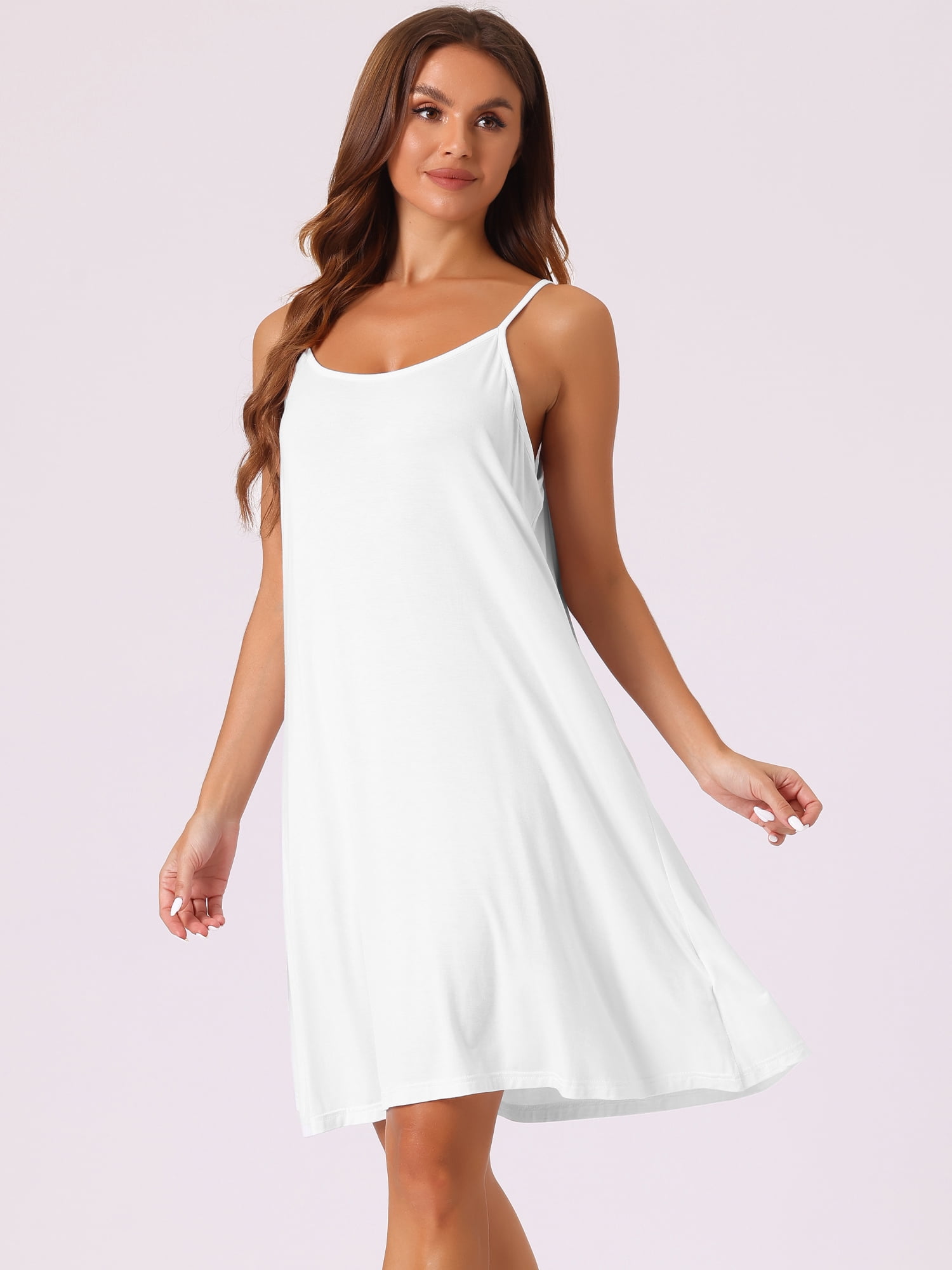 DARING DIVA Women's Sleeveless Spaghetti Strap Cross Back Nightwear 3XL White