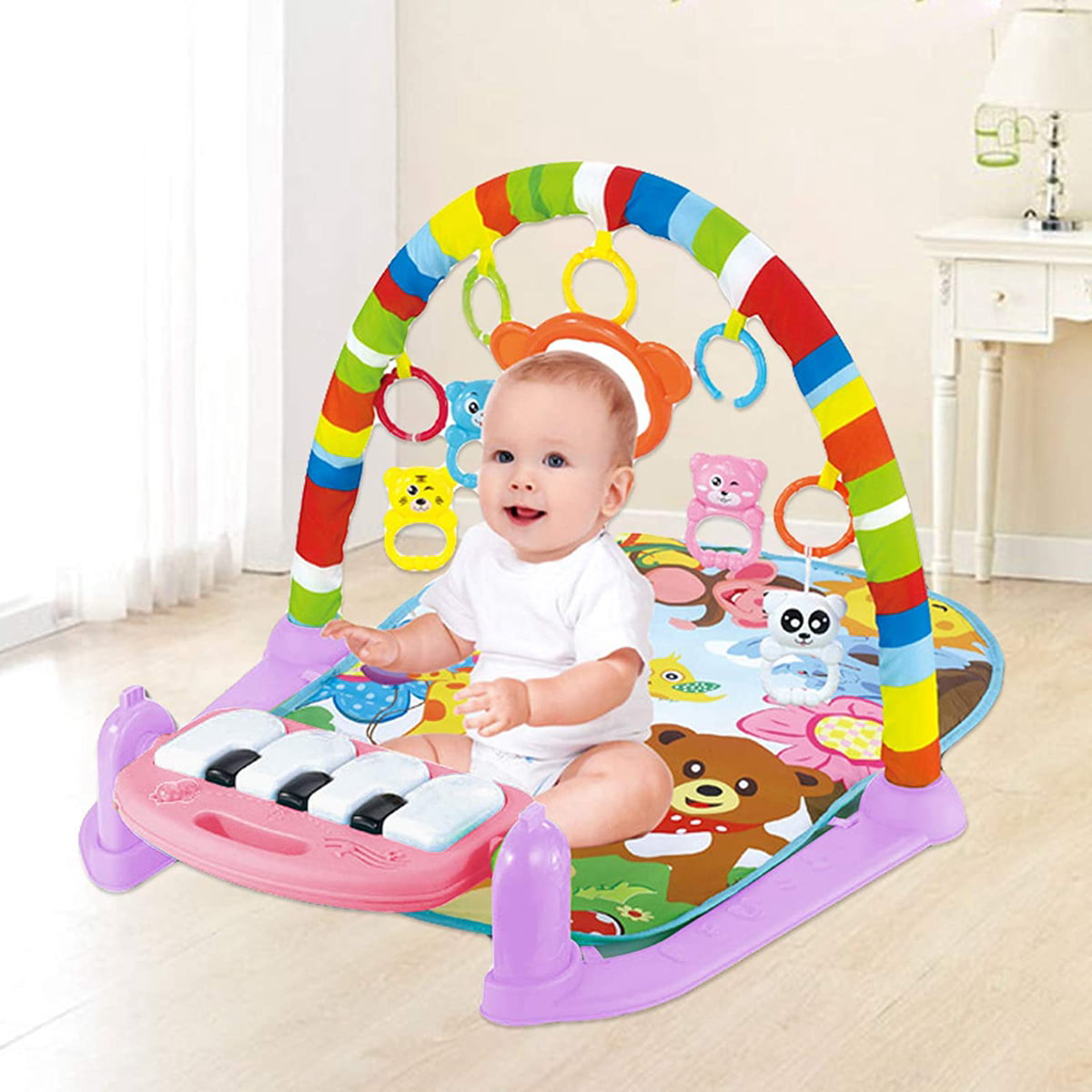 Ideal Baby Shower Gifts WYSWYG Baby Gym Play Mats for Infants Baby Play Gym Activity Mat Kick and Play Piano Gym Activity Center for Baby with Music and Lights