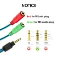 thumbnail image 4 of MillSO Headphone Splitter Adapter (Audio + Mic), CTIA TRRS 3.5mm Male to 2x TRS 3.5mm Female Jack Y Cable Compatible for Dual-plug Headset to PS4, Xbox One Controller, Phone, Laptop - 8inch, 4 of 9