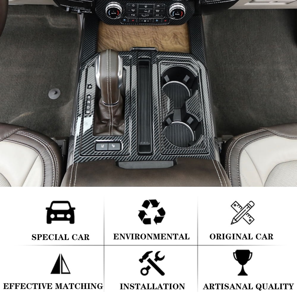 OUBOLUN ABS Imitate Carbon Fiber 1 Pcs/Set Center Control Gear Shift Box Holder Panel Cover For Ford F-150 Raptor 2015-2020 Car Interior Accessories Decoration