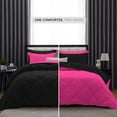 thumbnail image 3 of D.N.G. BEDDINGS 5 Piece Luxury Reversible Diamond Pattern Comforter Set Premium Super Soft, All Season 800 TC, 100% Egyptian Cotton King/California King Size Hot Pink/Black Solid Color, 3 of 7