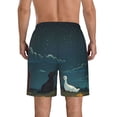 thumbnail image 3 of KLL Farm Dog Duck Moonlight Men's Casual Summer Beach Shorts Hawaiian Shorts with Pockets-Medium, 3 of 5