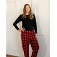 thumbnail image 2 of Leveret Womens Cotton Top & Fleece Pants Black & Red Plaid Small, 2 of 3