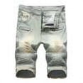 thumbnail image 1 of Wide Leg Pants Men's Ripped Denim Trunks Stretchy Washed Jeans Trunks Cut-Off Classic Fit Biker Jeans Trunks Yellow Xxl, 1 of 9