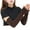 Coffee, variant on WREESH Women's Winter Fashion Knitted Warm Half Finger Gloves Open Finger Arm Covers for Comfort and Style Black