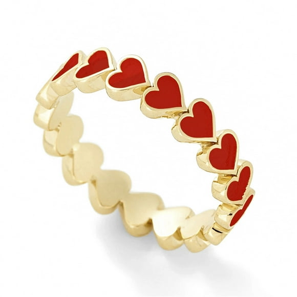 WREESH Vintage Romantic ExquisPendant Red Love Geometry Enamel Rings Ladies Jewelry