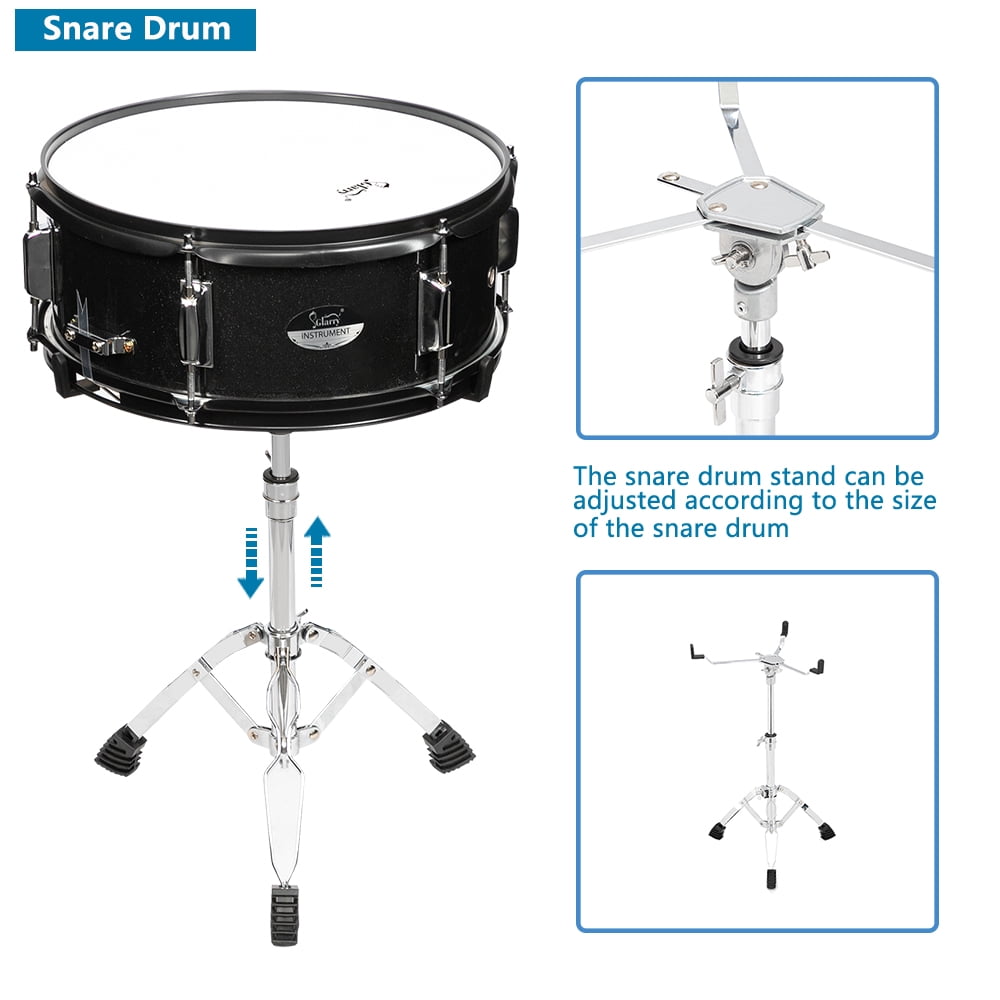 Topcobe 22-inch Glarry 5-drum Drum Set for Adult, Double Oil Skin, Durable, Black