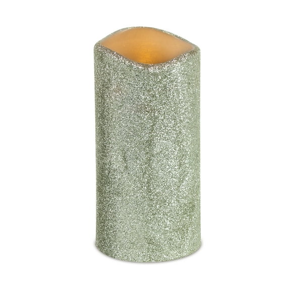 LED Melted Glitter Candle (Set of 2) 3"Dx6"H Wax/Plastic - 2C Batteries not Incld