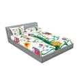 thumbnail image 2 of Ambesonne Colorful Fitted Sheet & Pillow Sham Set, Owls on Tree with Dots, Full, Multicolor, 2 of 2