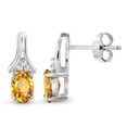 thumbnail image 2 of Sterling Silver 7/8ct TGW Citrine and White Diamond Accent Earrings, 2 of 5