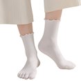 thumbnail image 5 of JUUNthy Toe Socks for Womens, Breathable Stretch Comfort Ruffles Mid Cut Casual Five Finger Crew Socks Gray, 5 of 11