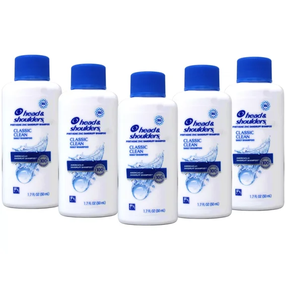 Head & Shoulders Classic Clean Dandruff Shampoo Travel Size 1.7 Fl Oz 5 Pack