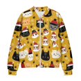 thumbnail image 4 of Xoenoiee Women's Windbreaker Bomber Jacket Zip Up Jacket Fall Winter Casual Coat Lightweight Women Loose Fit Outerwear with Pockets, Cartoon Cats Paw Snowflake Yellow, 3X-Large, 4 of 7