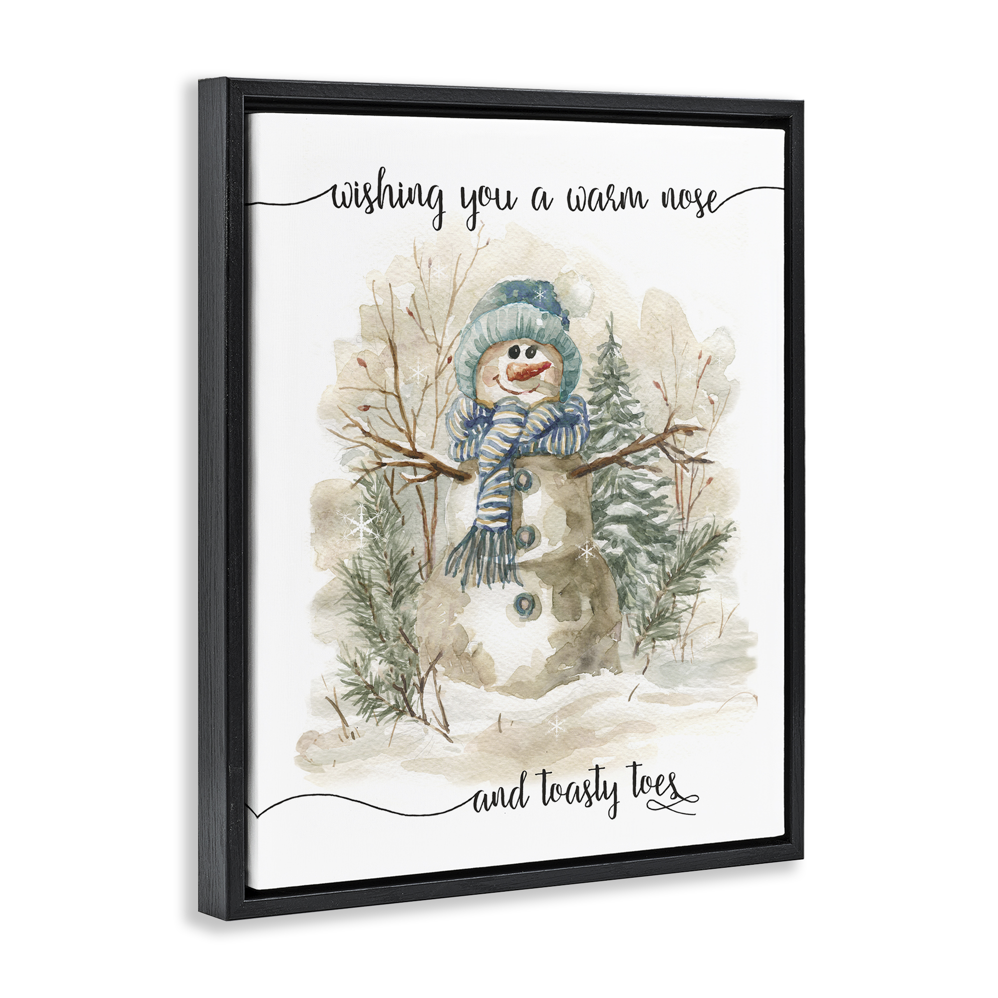 Stupell Industries Warm Nose & Toasty Toes Holiday Painting Black Floater Framed Canvas Art Prints Wall Art, 25 x 31