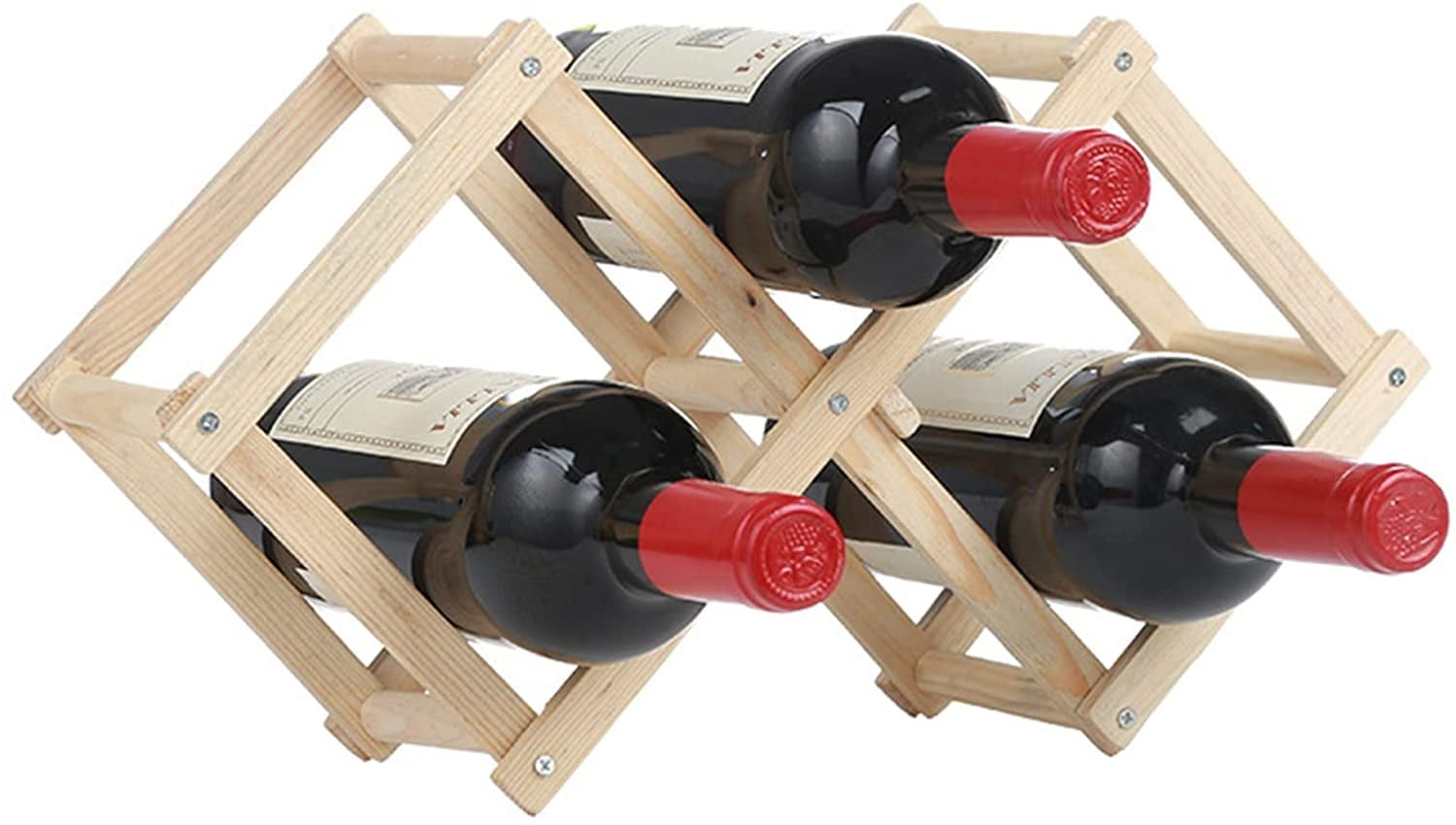 Wine Rack, Wood Wine Storage Racks Countertop, 3 Bottle Wooden