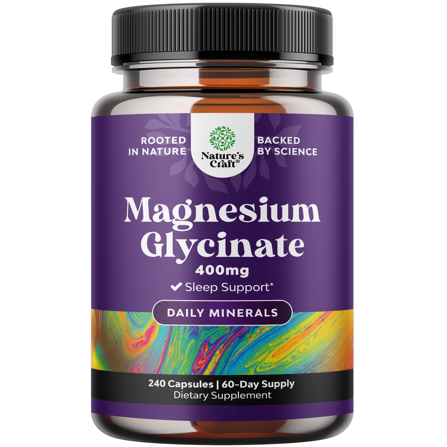 Nature’s Craft Pure Magnesium Glycinate Supplement for Relaxation and Sleep Support, 240 Capsules