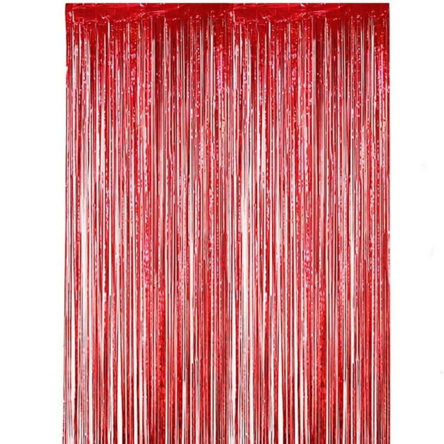 Verdsylv Photo Booth Backdrop, 2 Pack Gold Foil Curtain Streamers - Photo Booth Props for Birthday New Year Party Dance Decorations, Party Streamers, D