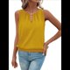 thumbnail image 3 of Chaleco de Moda con Cuello Redondo y Botones, Color Liso, Amarillo, Talla M, 3 of 6